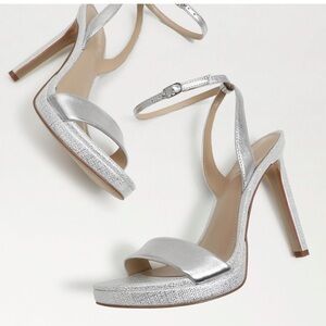 Sam Edelman Jade soft silver leaf‎ ankle strap sandals Sz 10.5 heels new